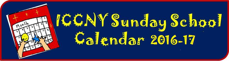 ICCNY Sunday School Calendar 2016-17